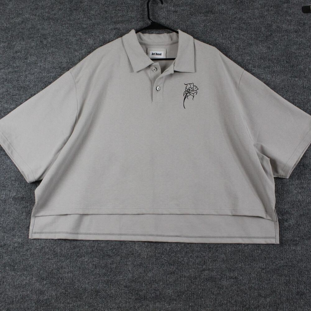 Goat x Diana Alvarado Shirt Small Art Basel Cropped Graphic Polo Gray Grunge Art